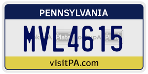 MVL4615 license plate in Pennsylvania