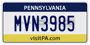 MVN3985  license plate in PA