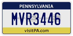 MVR3446 license plate in Pennsylvania