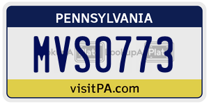 MVS0773  license plate in PA