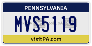 MVS5119 license plate in Pennsylvania