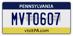 MVT0607 license plate in Pennsylvania