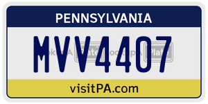 MVV4407 license plate in Pennsylvania