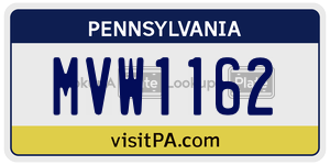 MVW1162 license plate in Pennsylvania