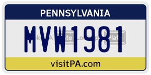 MVW1981 license plate in Pennsylvania
