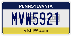 MVW5921 license plate in Pennsylvania