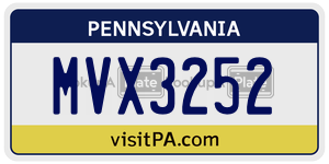 MVX3252 license plate in Pennsylvania