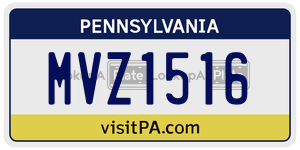 MVZ1516 license plate in Pennsylvania
