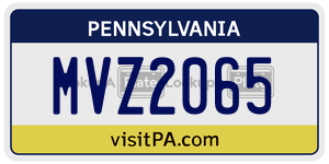 MVZ2065 license plate in Pennsylvania