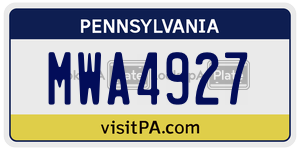 MWA4927  license plate in PA