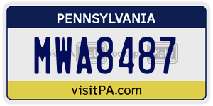 MWA8487 license plate in Pennsylvania
