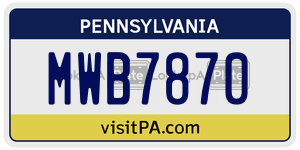 MWB7870 license plate in Pennsylvania