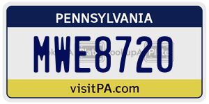 MWE8720 license plate in Pennsylvania