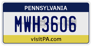 MWH3606  license plate in PA