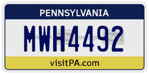 MWH4492 license plate in Pennsylvania
