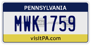 MWK1759  license plate in PA
