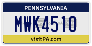 MWK4510  license plate in PA