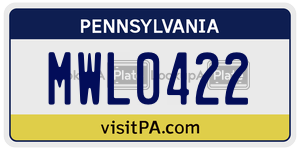 MWL0422  license plate in PA