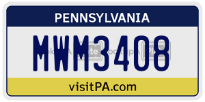 MWM3408 license plate in Pennsylvania