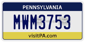 MWM3753 license plate in Pennsylvania