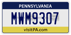MWM9307  license plate in PA
