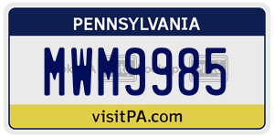 MWM9985  license plate in PA