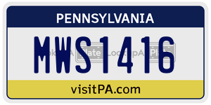 MWS1416  license plate in PA