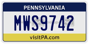 MWS9742  license plate in PA