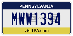 MWW1394  license plate in PA