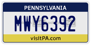 MWY6392 license plate in Pennsylvania