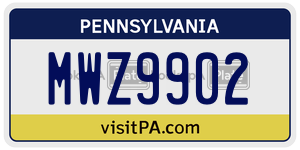 MWZ9902  license plate in PA