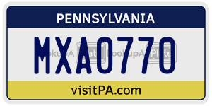 MXA0770  license plate in PA