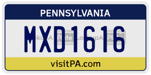 MXD1616  license plate in PA