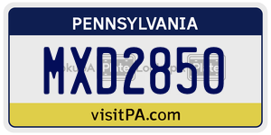 MXD2850  license plate in PA