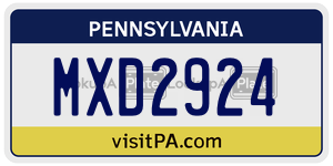 MXD2924 license plate in Pennsylvania