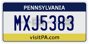 MXJ5383  license plate in PA