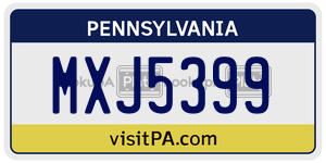 MXJ5399  license plate in PA