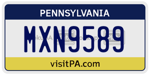 MXN9589  license plate in PA