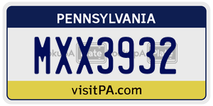 MXX3932  license plate in PA