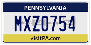 MXZ0754  license plate in PA