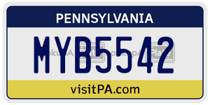 MYB5542  license plate in PA