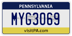 MYG3069  license plate in PA
