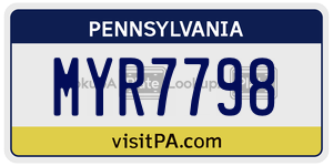 MYR7798 license plate in Pennsylvania