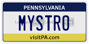 MYSTRO  license plate in PA