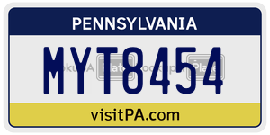 MYT8454  license plate in PA