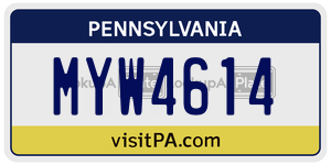 MYW4614 license plate in Pennsylvania