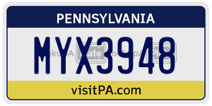 MYX3948  license plate in PA