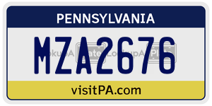 MZA2676  license plate in PA