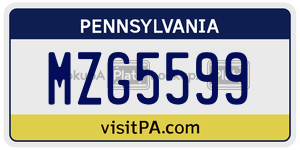 MZG5599  license plate in PA