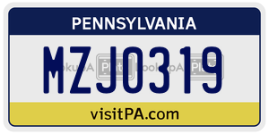 MZJ0319  license plate in PA